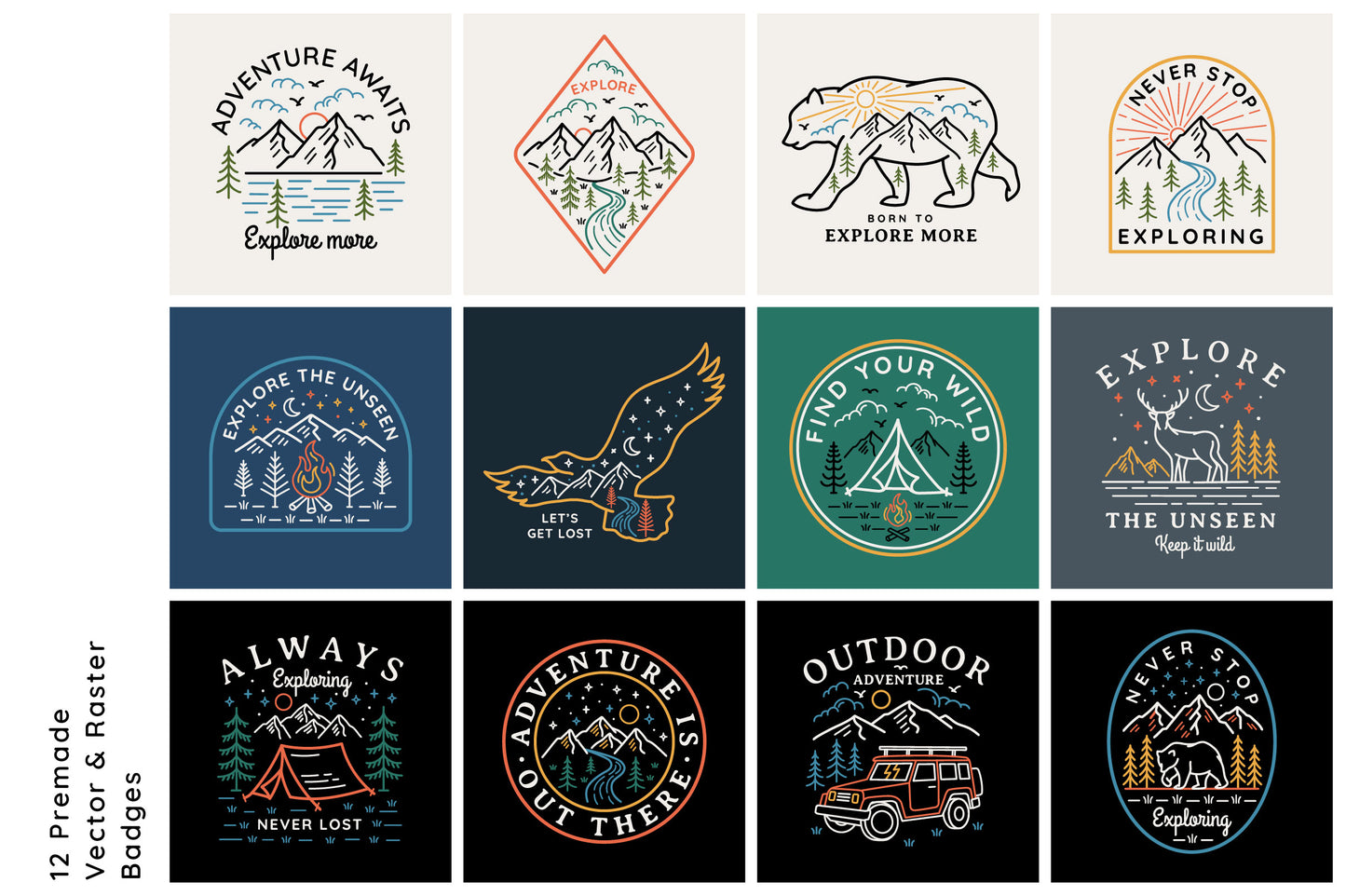 Explore Line Art Badges