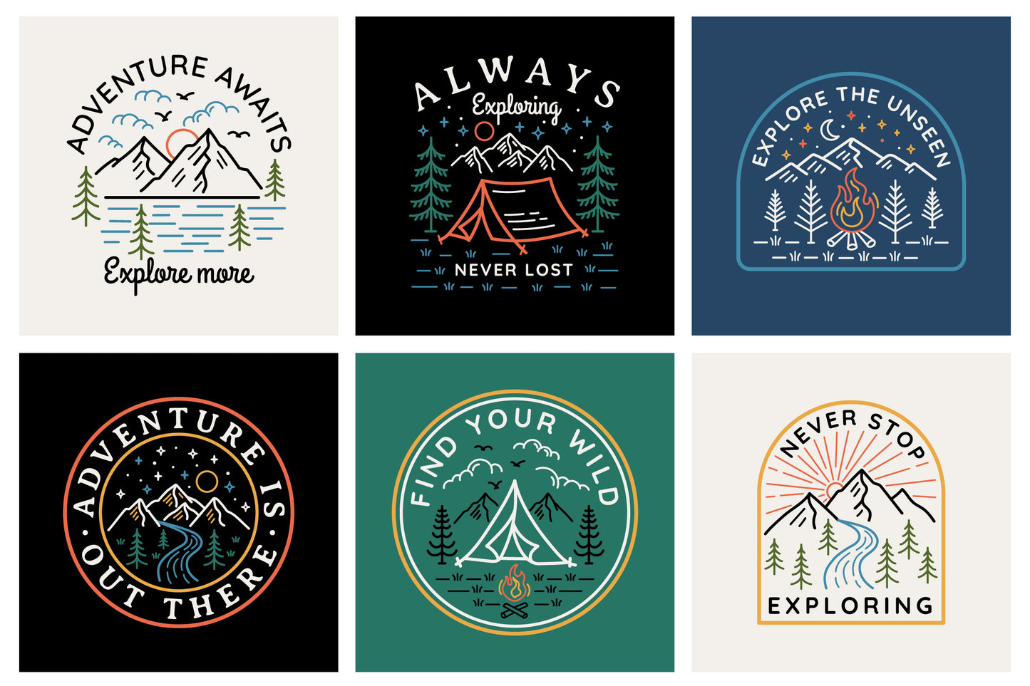 Explore Line Art Badges