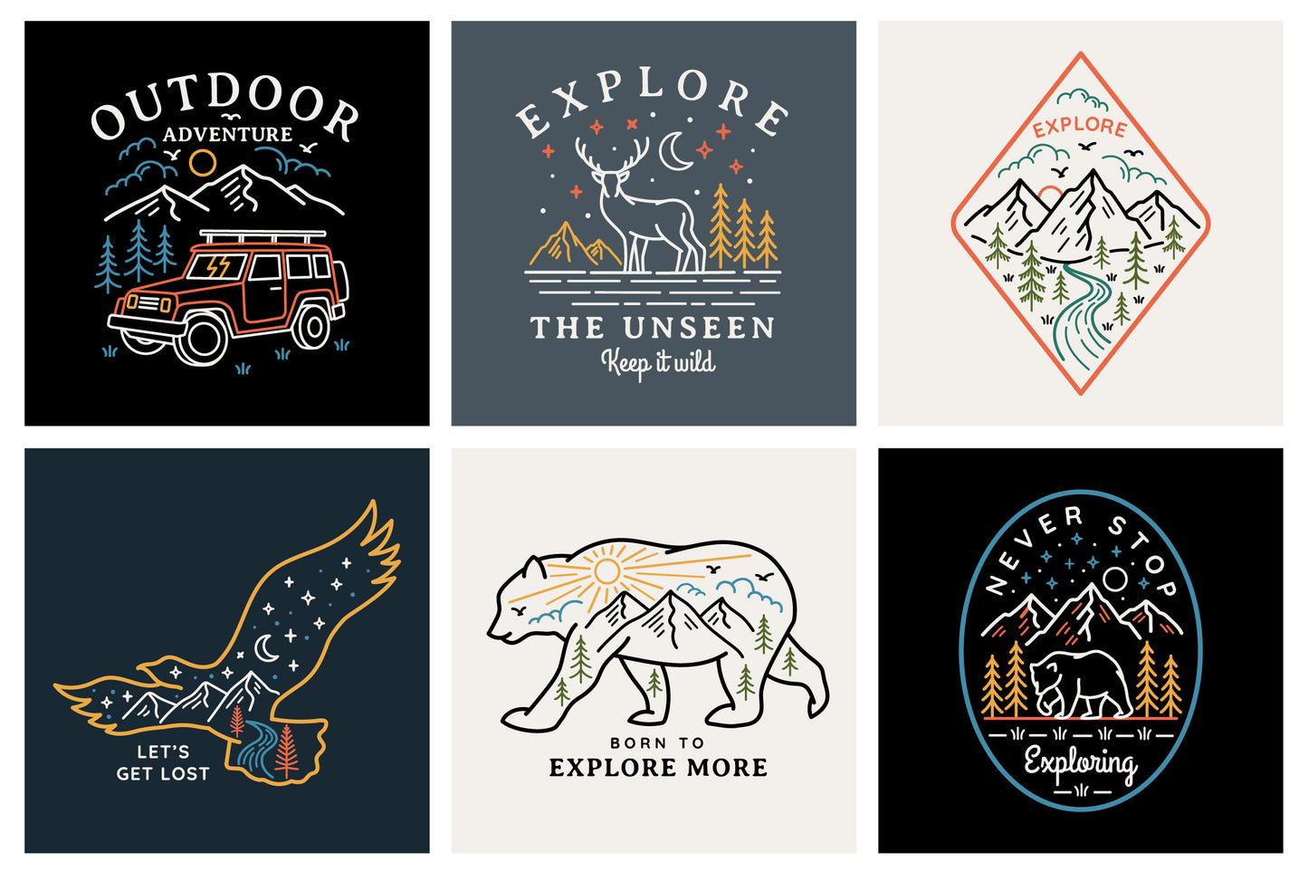Explore Line Art Badges