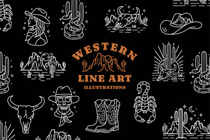 Western Line Art Illustrations