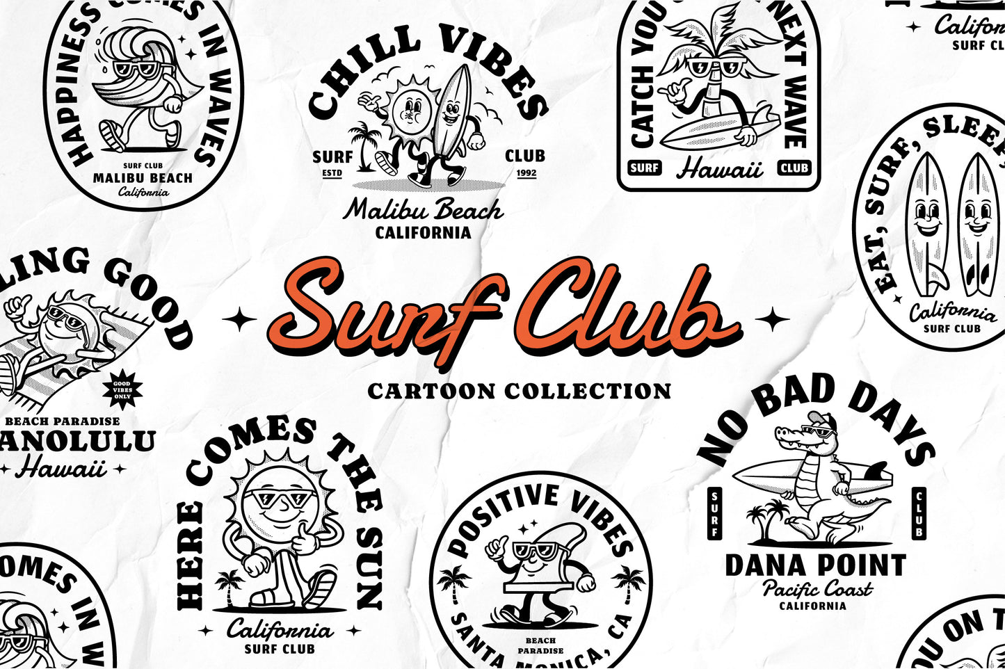 Surf Club Cartoon Collection