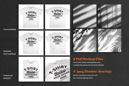 T-Shirt Mockup Bundle with Shadow Overlays