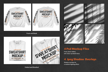 Sweatshirt  Mockup Bundle with Shadow Overlays