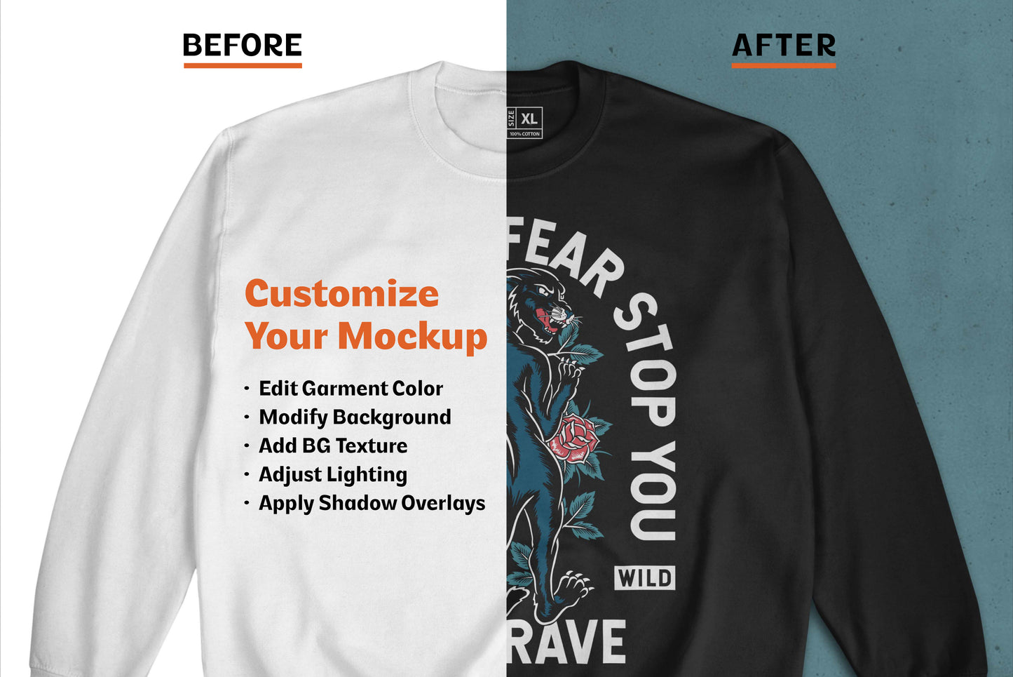 Sweatshirt  Mockup Bundle with Shadow Overlays