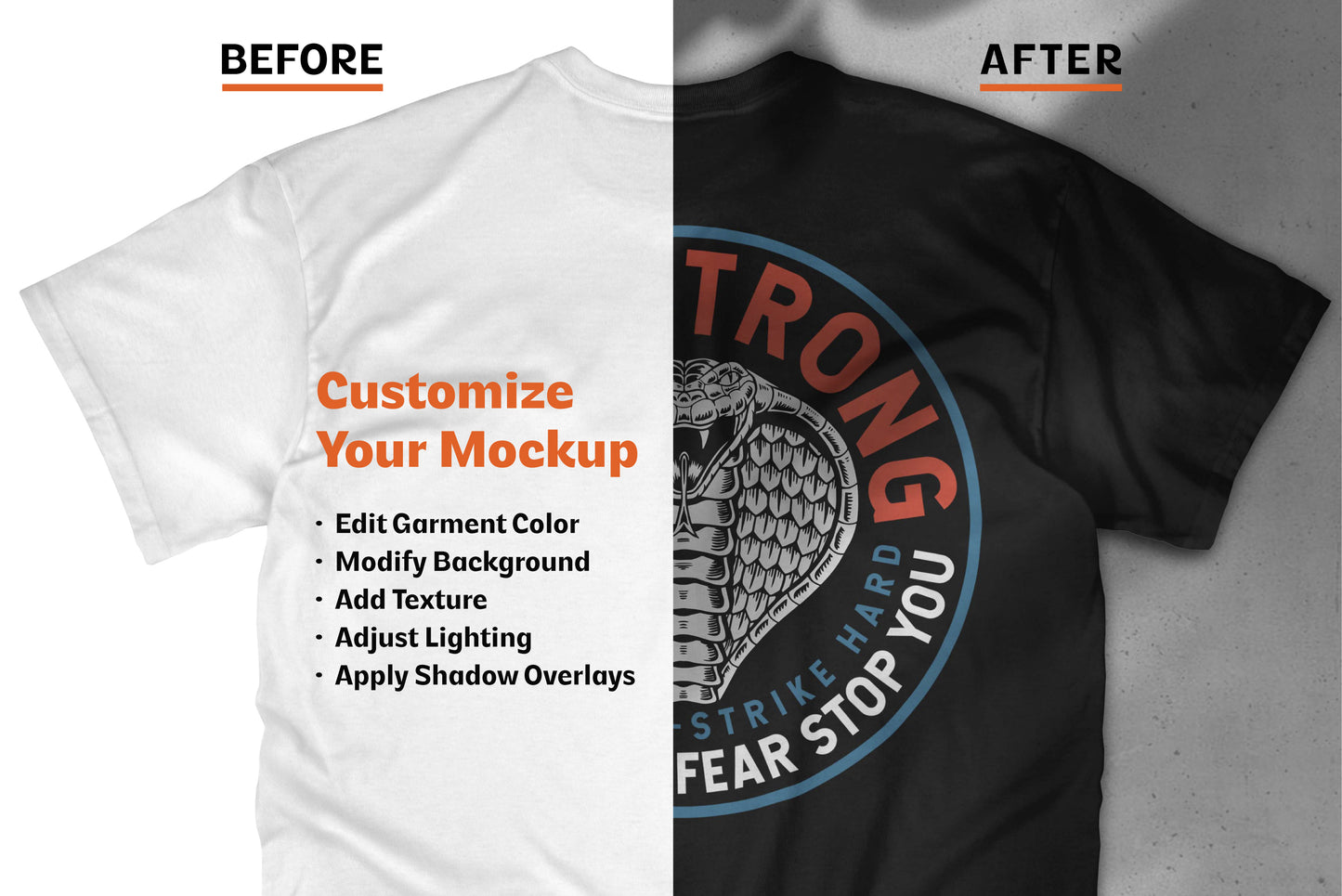 T-Shirt Mockup Bundle with Shadow Overlays