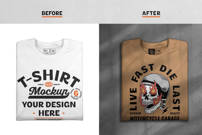 T-Shirt Mockup Bundle with Shadow Overlays