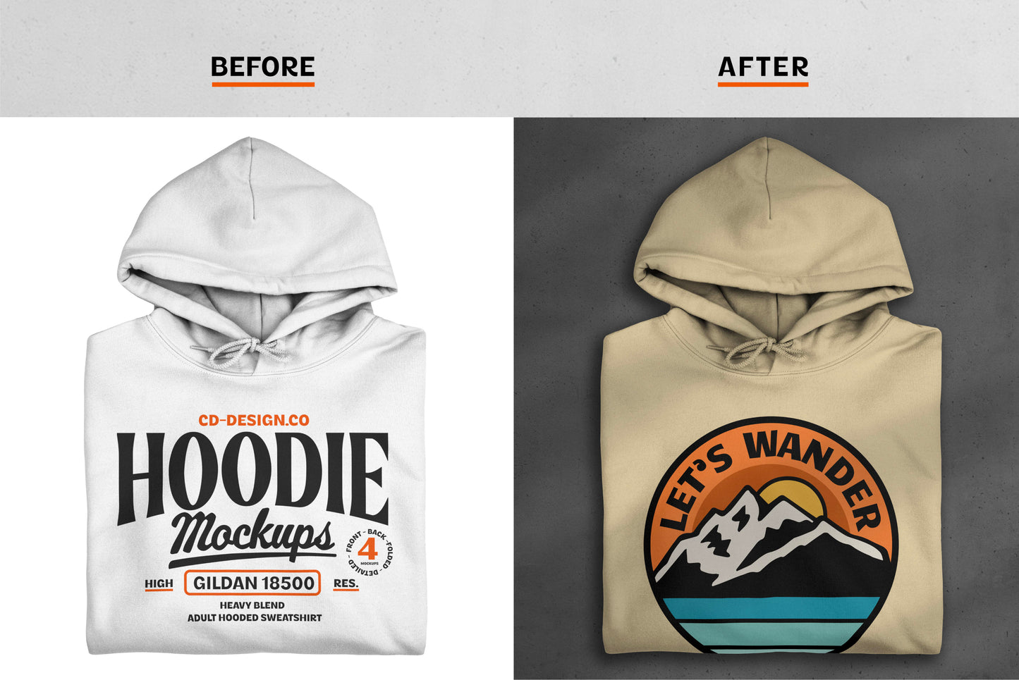 Hoodie Mockup Bundle with Shadow Overlays