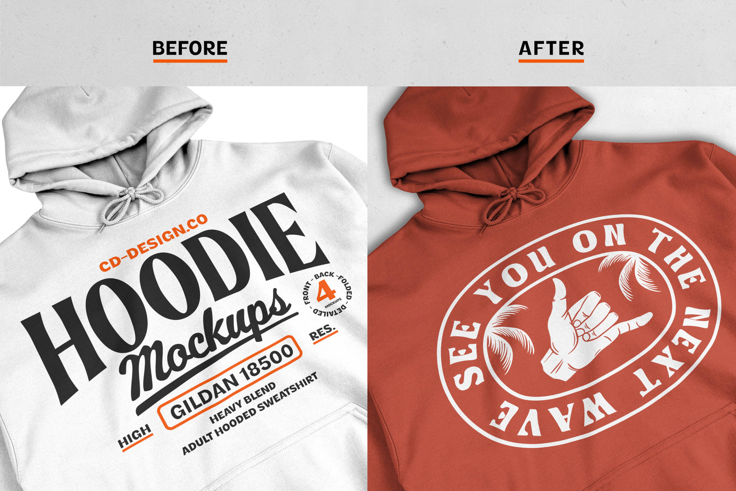 Hoodie Mockup Bundle with Shadow Overlays