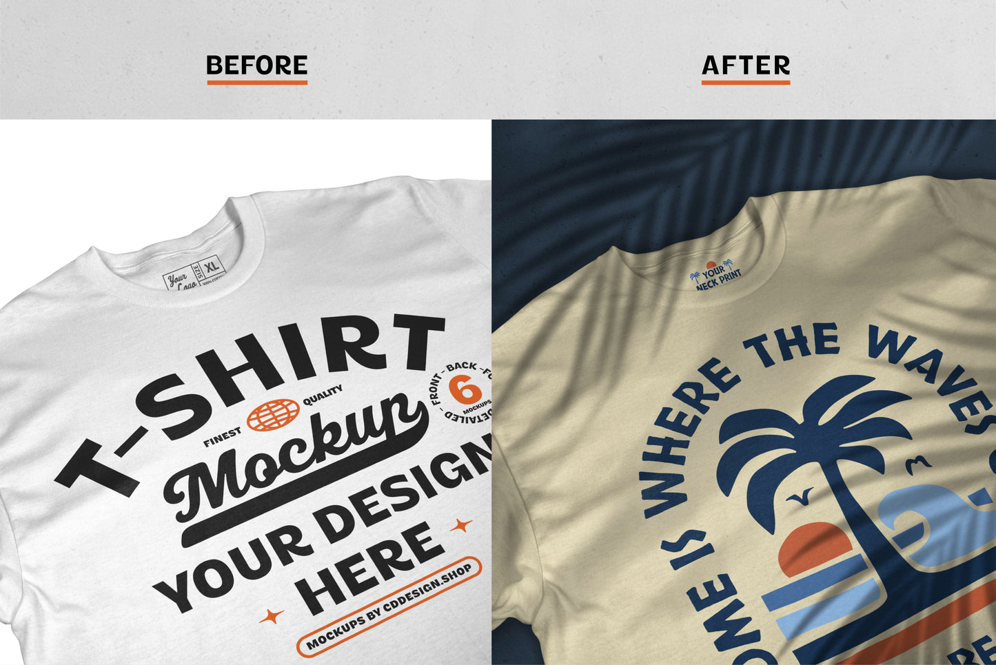 T-Shirt Mockup Bundle with Shadow Overlays