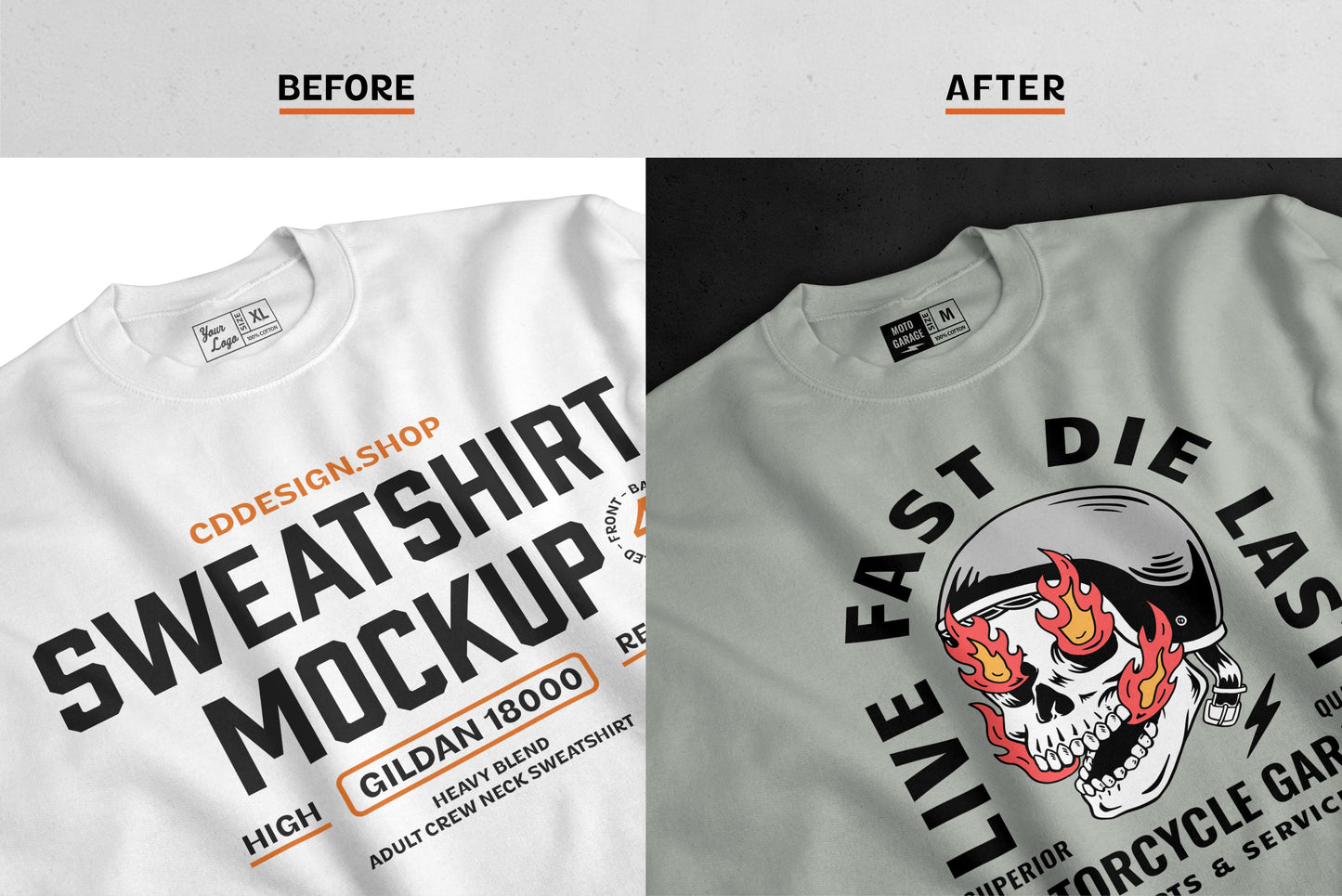 Sweatshirt  Mockup Bundle with Shadow Overlays