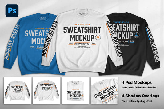 Sweatshirt  Mockup Bundle with Shadow Overlays