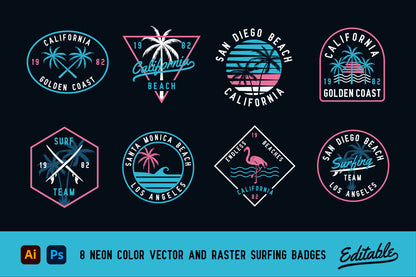 Neon Surf Badges